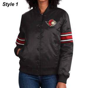 Ottawa Senators Striped Black Satin Jacket