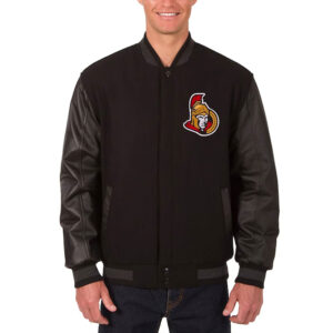 Ottawa Senators Black Wool & Leather Jacket