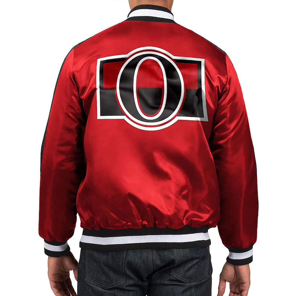 O-Line Ottawa Senators Varsity Red Satin Jacket - Image 2