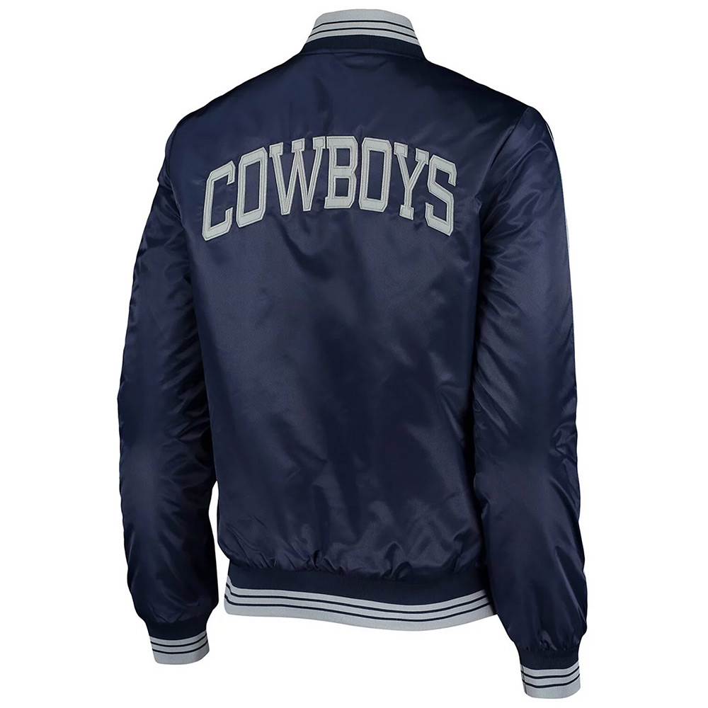 Navy Blue Overtime Dallas Cowboys Satin Jacket - Image 2