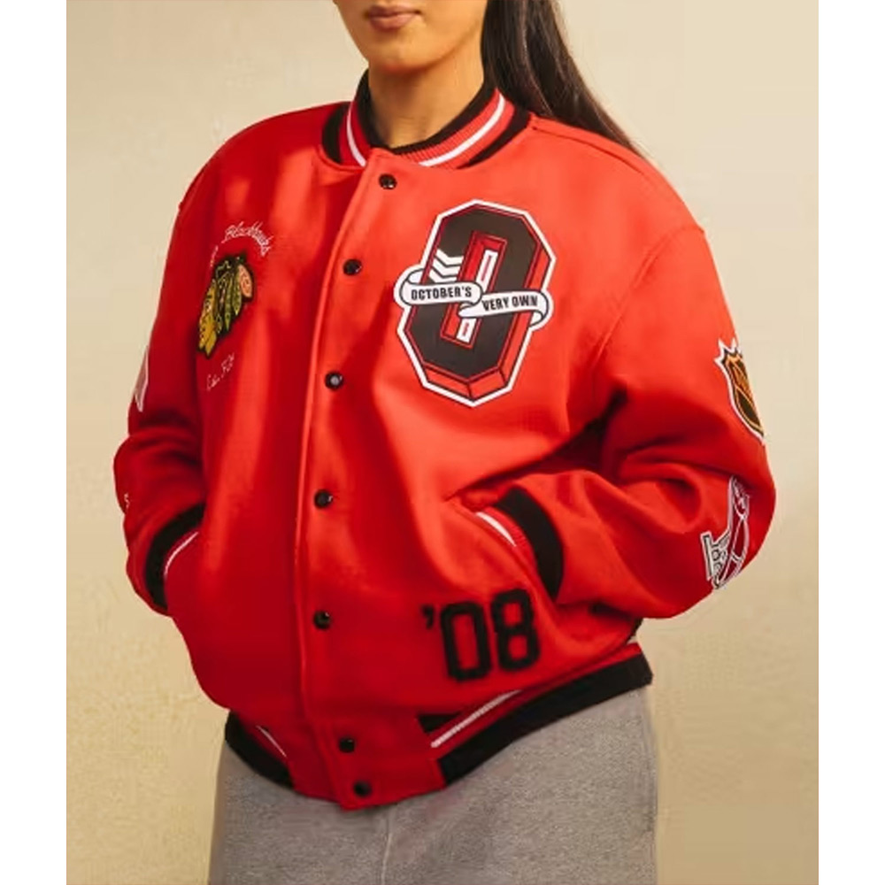 OVO Chicago Blackhawks Varsity Jacket - Image 3