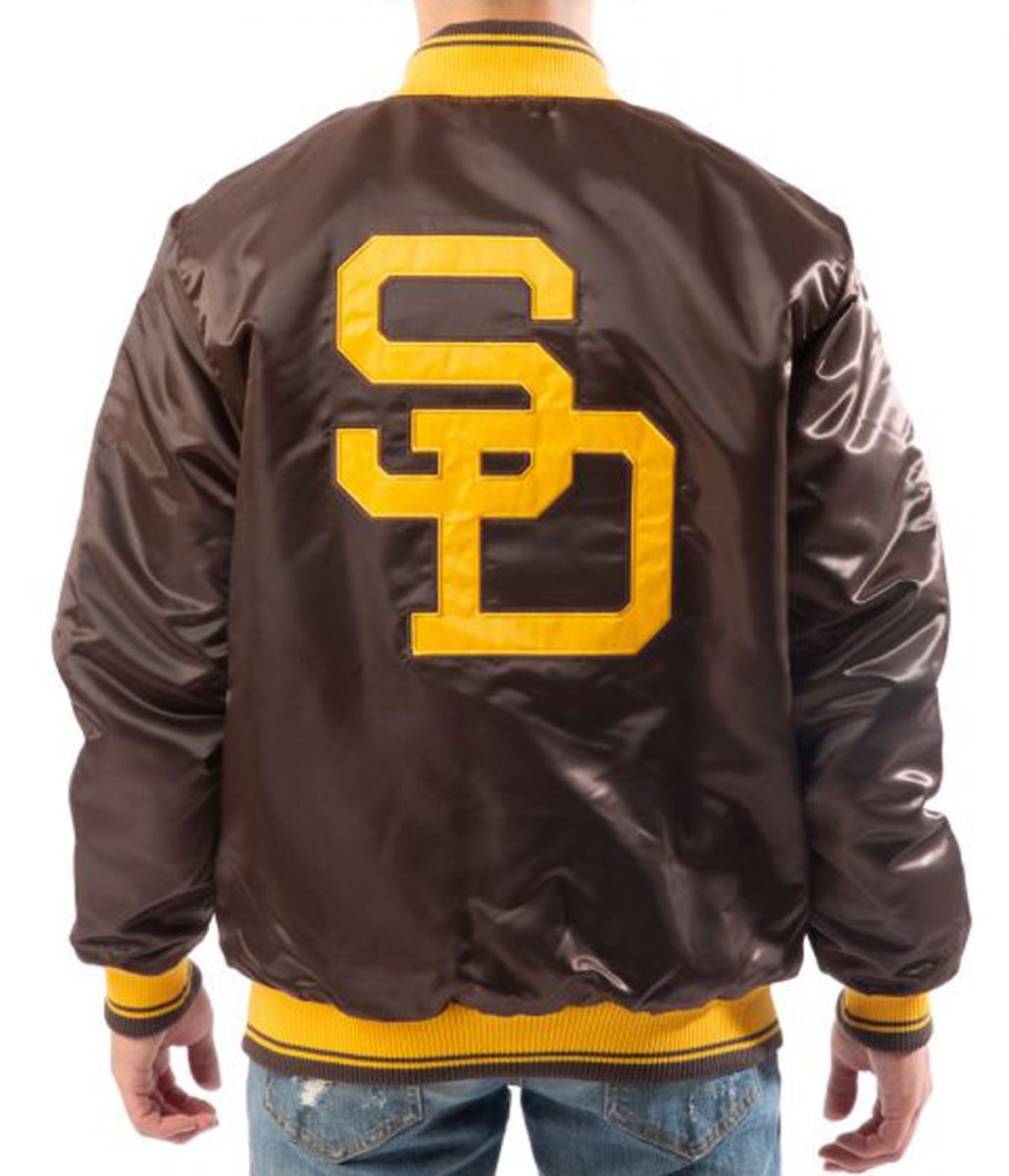 Bomber San Diego Padres Brown Satin Jacket - Image 5