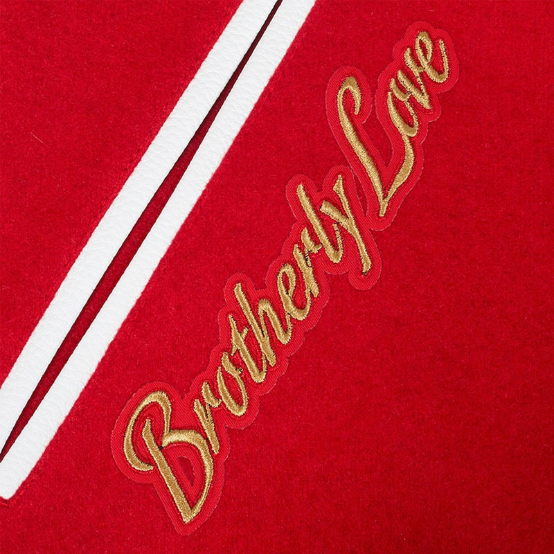 Philadelphia 76ers 2024/25 City Edition Chenille Red Varsity Jacket - Image 8