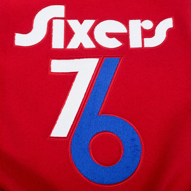Philadelphia 76ers 2024/25 City Edition Chenille Red Varsity Jacket - Image 9