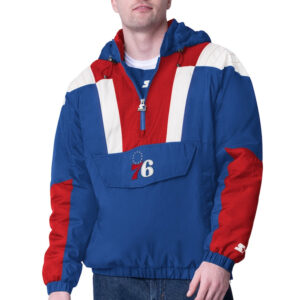 Royal/Red Philadelphia 76ers Charger Half-Zip Pullover Jacket