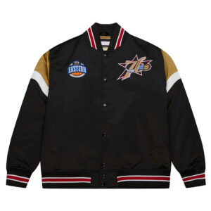 Philadelphia 76ers Heavyweight Black Satin Jacket