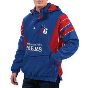 Home Team Philadelphia 76ers Royal Half-Zip Hoodie Jacket