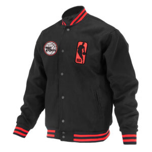 Philadelphia 76ers Logoman Shadow Black Varsity Jacket