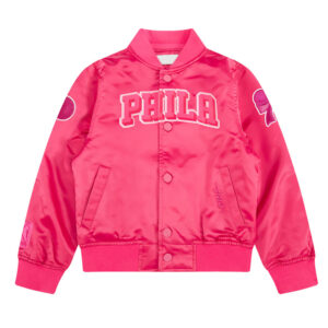 Philadelphia 76ers Triple Pink Satin Jacket