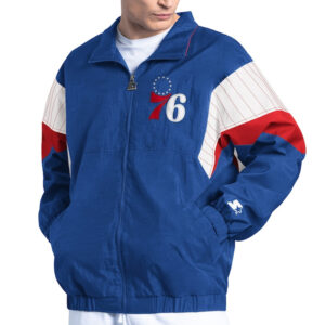 Philadelphia 76ers Yard Line Royal Full-Zip Jacket
