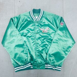 1980's Philadelphia Eagles Green Satin Bomber Jacket
