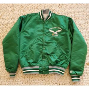 80's Philadelphia Eagles Bomber Green Satin Jacket