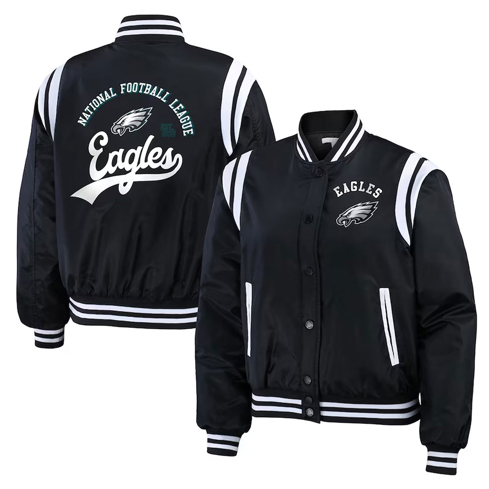 Philadelphia Eagles Black Bomber Full-Zip Jacket - Image 3