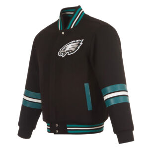 Philadelphia Eagles Striped Black Varsity Wool Jacket