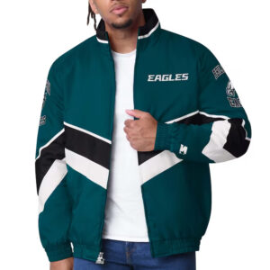 Philadelphia Eagles Captain Midnight Green Varsity Satin Jacket