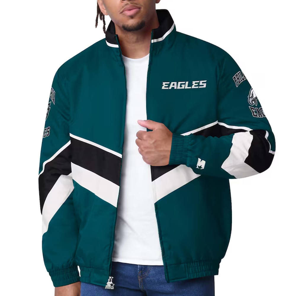 Philadelphia Eagles Captain Midnight Green Varsity Satin Jacket