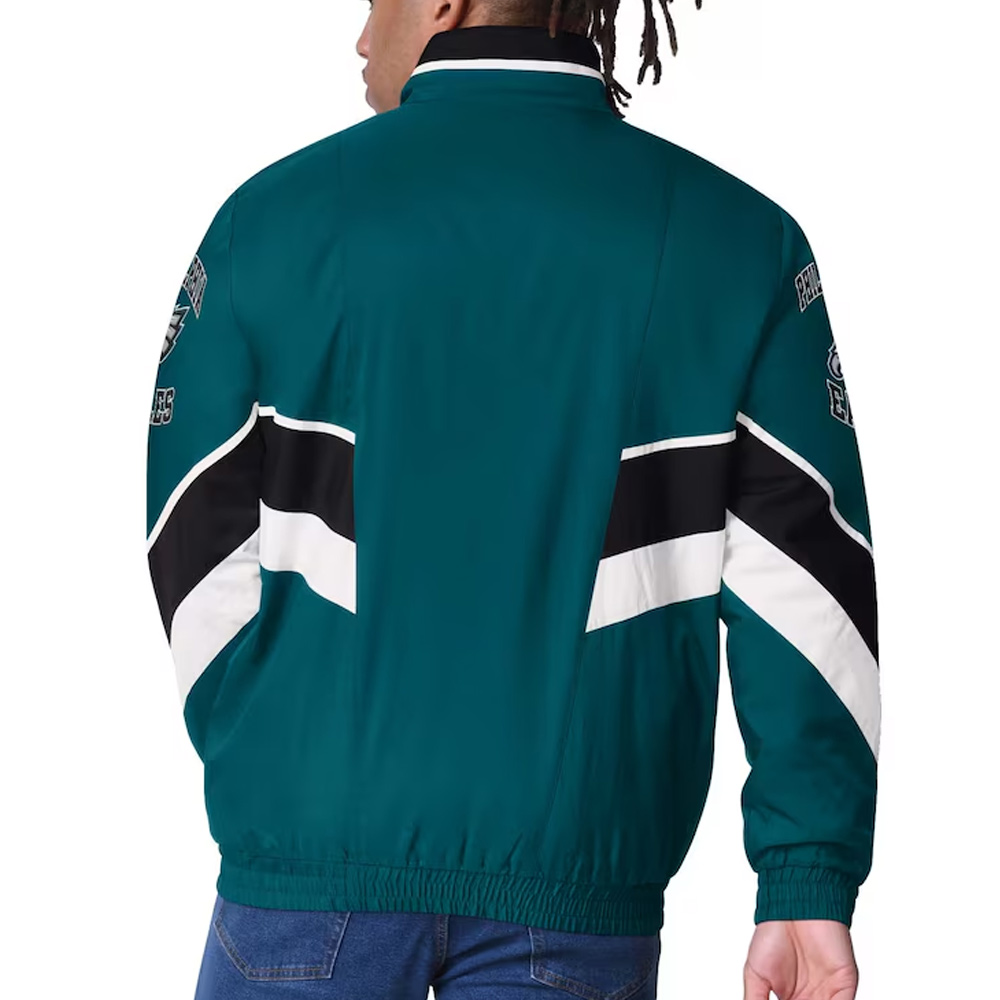 Philadelphia Eagles Captain Midnight Green Varsity Satin Jacket - Image 2