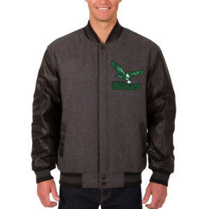 Philadelphia Eagles Varsity Charcoal and Black Jacket