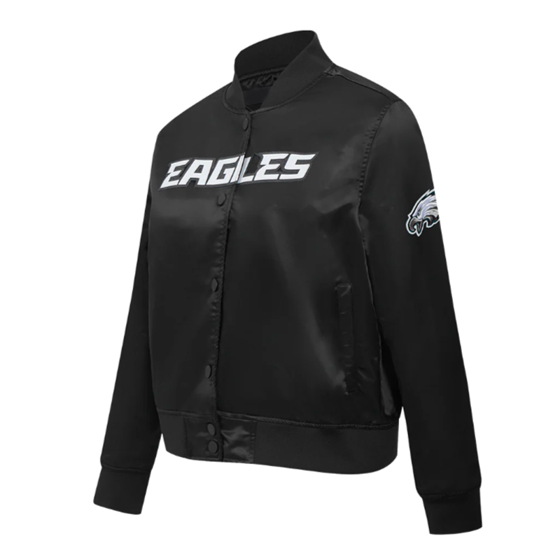 Classic Philadelphia Eagles Black Satin Jacket - Image 3