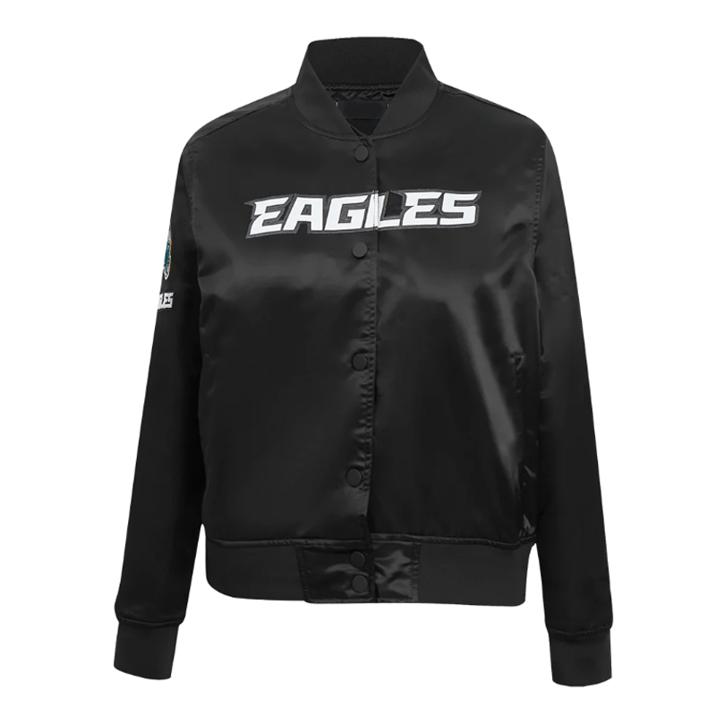 Classic Philadelphia Eagles Black Satin Jacket