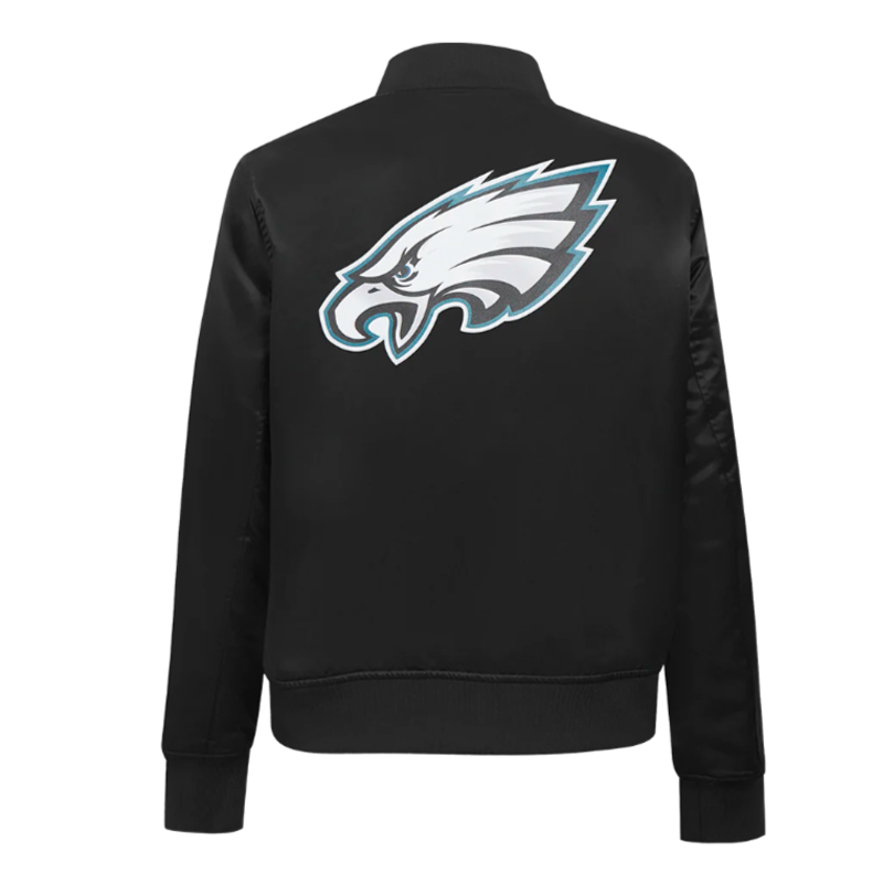 Classic Philadelphia Eagles Black Satin Jacket - Image 4