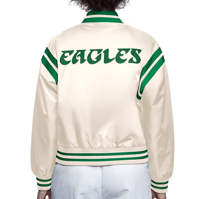 Philadelphia Eagles Cream Full Count Satin Jacket - Image 2