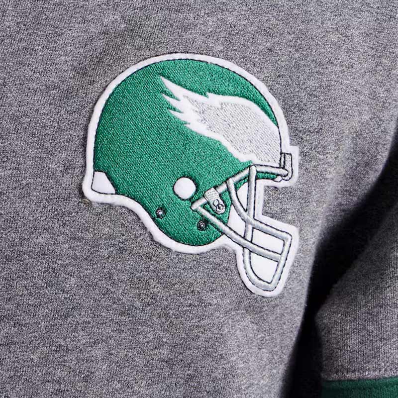 Philadelphia Eagles Heather Gray Striped Fleece Jacket - Image 4