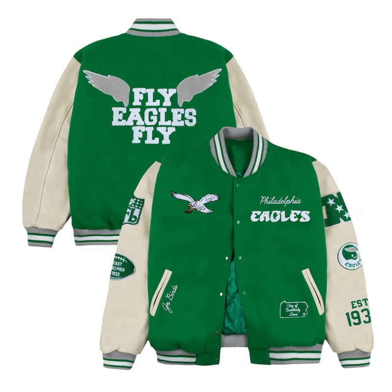Philadelphia Eagles Go Birds Letterman Jacket - Image 3