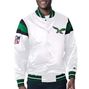 Philadelphia Eagles Midweight White Satin Jacket