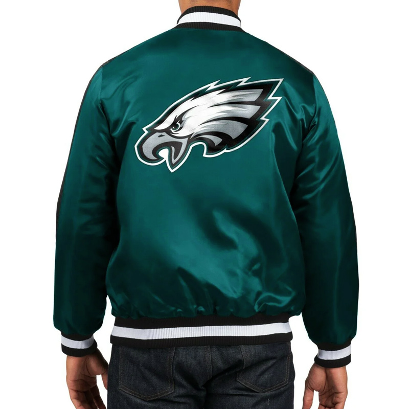 Philadelphia Eagles O-Line Green Satin Jacket - Image 2