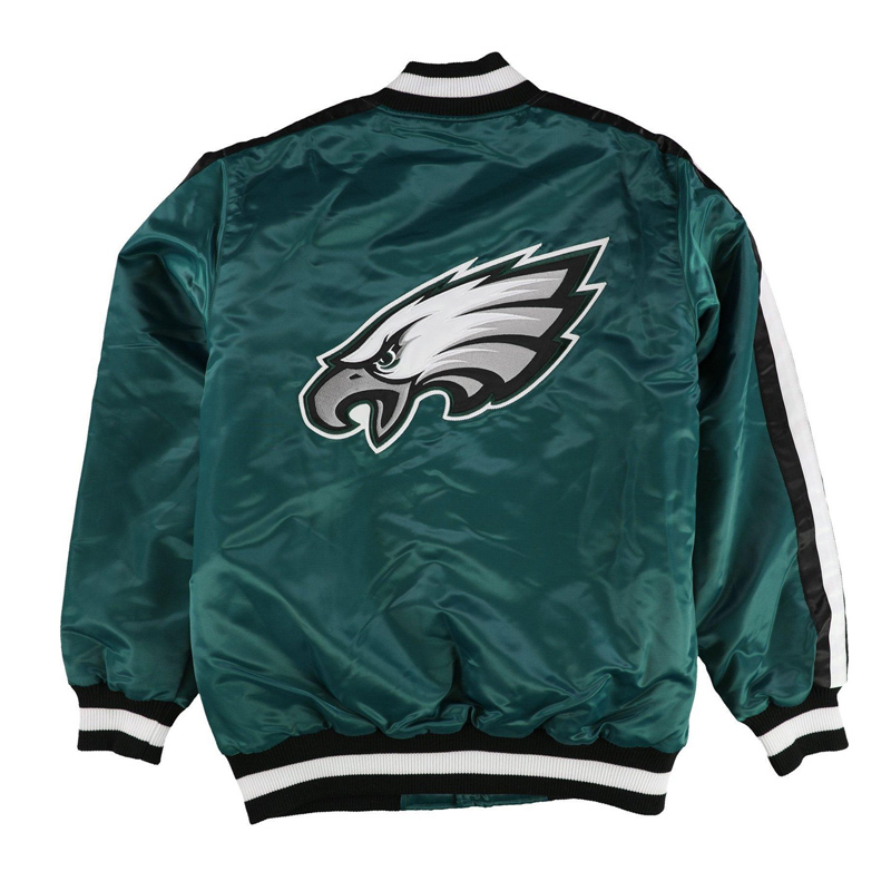 Philadelphia Eagles O-Line Green Satin Jacket - Image 4