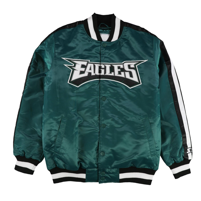 Philadelphia Eagles O-Line Green Satin Jacket - Image 3