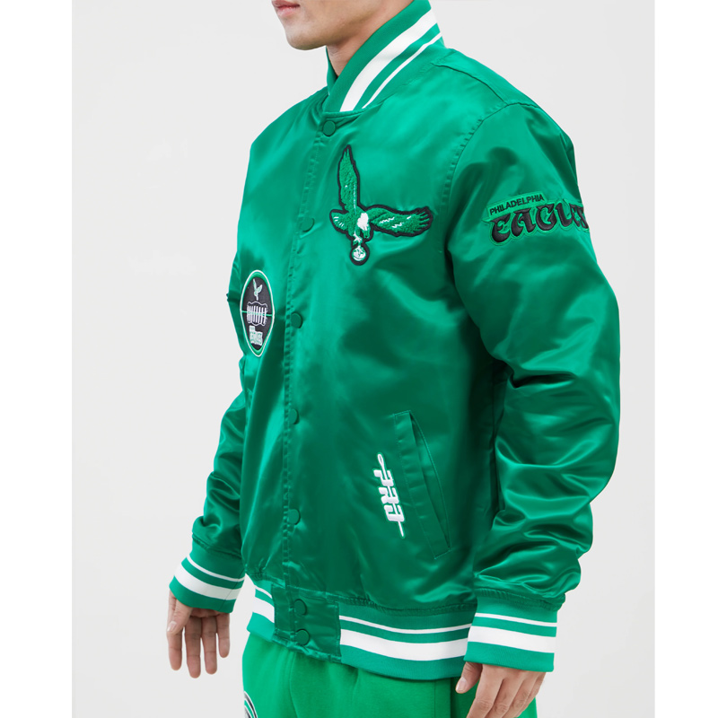 Philadelphia Eagles Old English Classic Rib Satin Jacket - Image 4