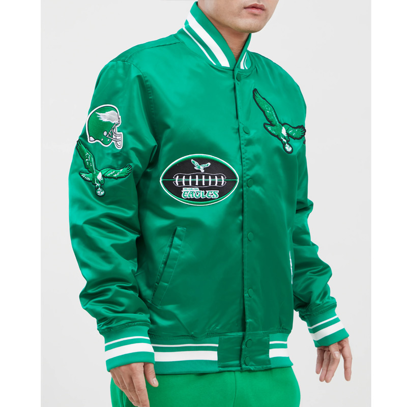 Philadelphia Eagles Old English Classic Rib Satin Jacket - Image 3