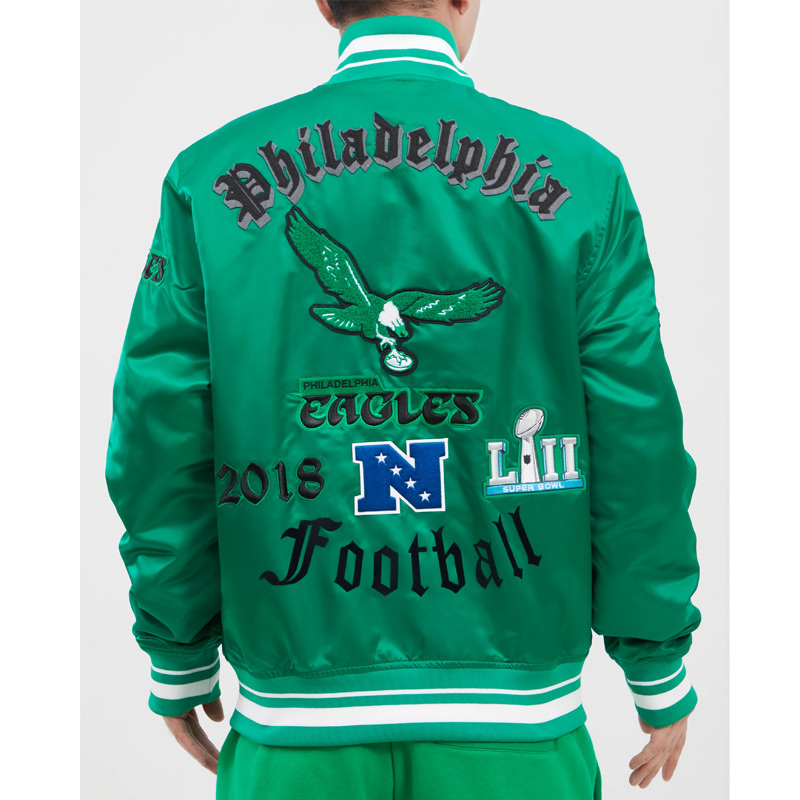 Philadelphia Eagles Old English Classic Rib Satin Jacket - Image 2