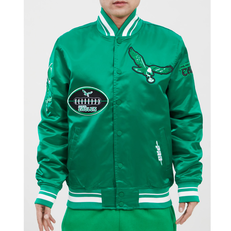 Philadelphia Eagles Old English Classic Rib Satin Jacket