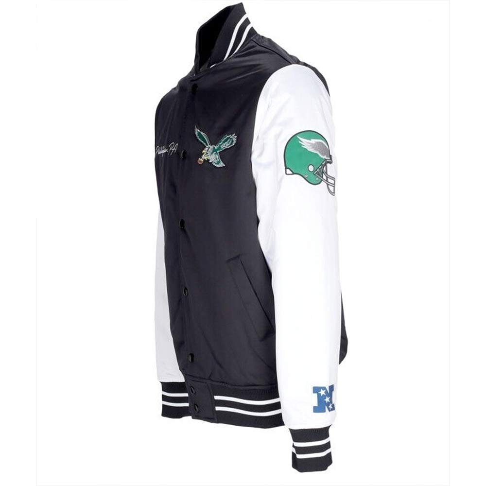 Throwback 2-Tone Philadelphia Eagles Varsity Satin Jacket - Image 4