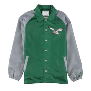 Throwback Logo Philadelphia Eagles Green and Gray Jacket