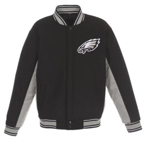 Philadelphia Eagles Black and Gray Varsity Wool Jacket