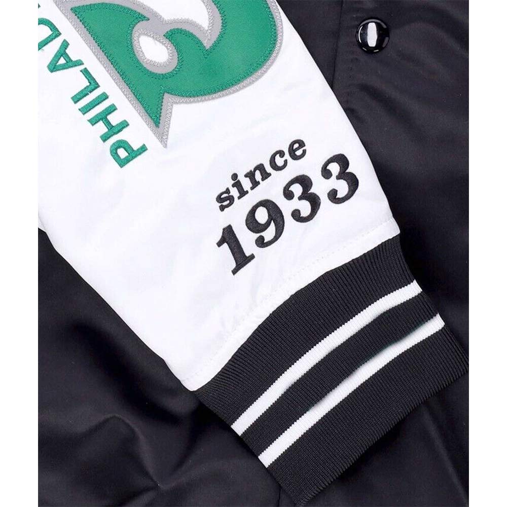 Throwback 2-Tone Philadelphia Eagles Varsity Satin Jacket - Image 5