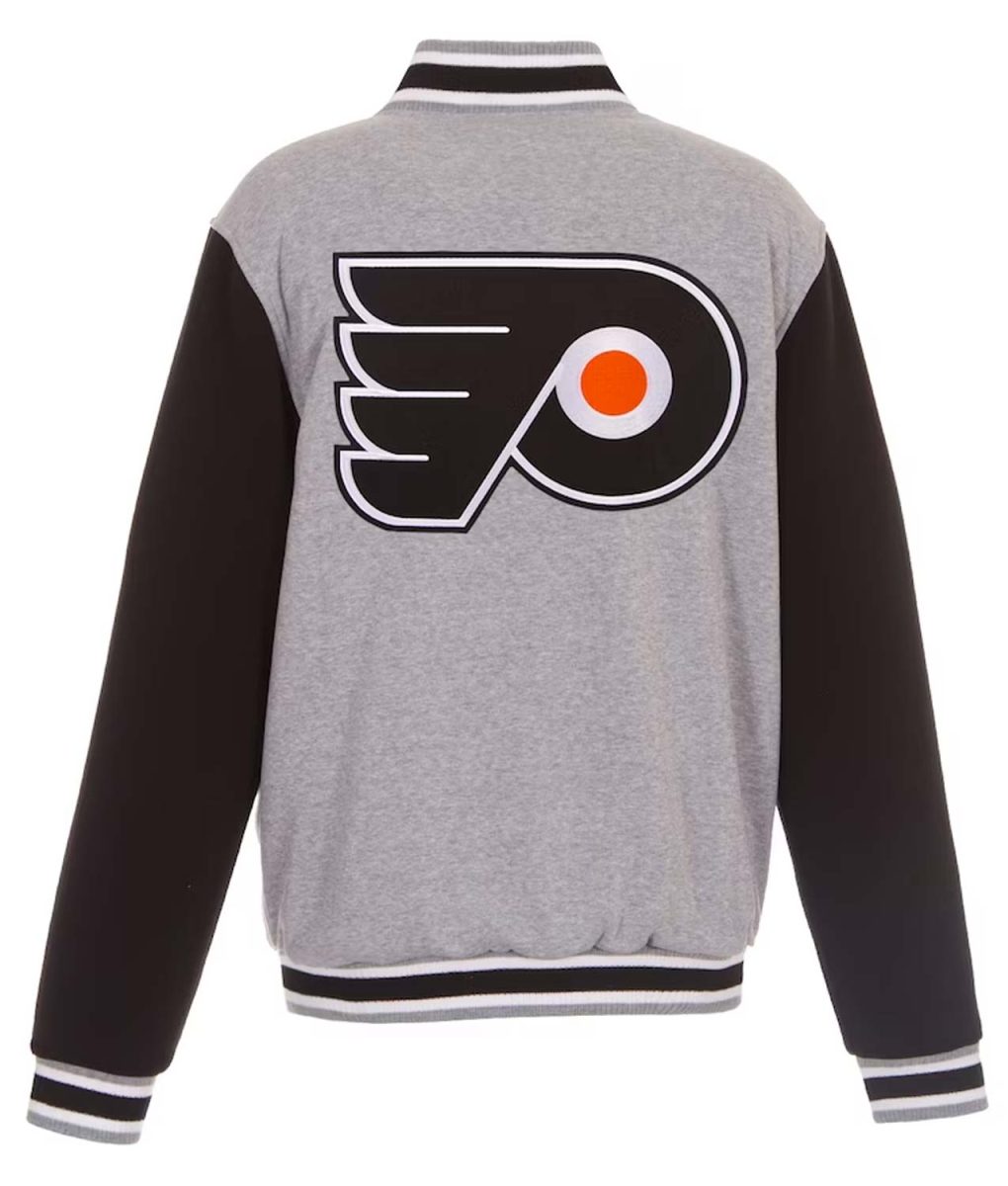 Philadelphia Flyers Gray and Black Varsity Wool Jacket - Image 2