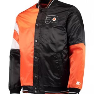 Black/Orange Philadelphia Flyers Leader Full-Snap Varsity Satin Jacket