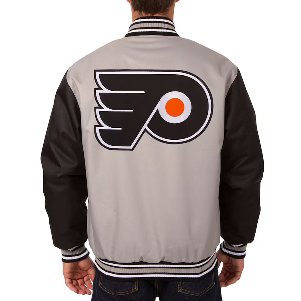 Philadelphia Flyers Two Hit Gray and Black Jacket - Image 2