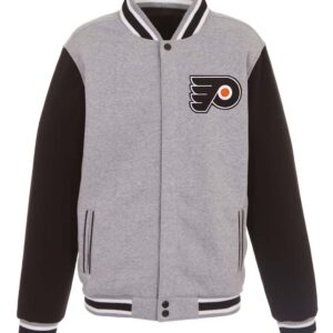 Philadelphia Flyers Gray and Black Varsity Wool Jacket