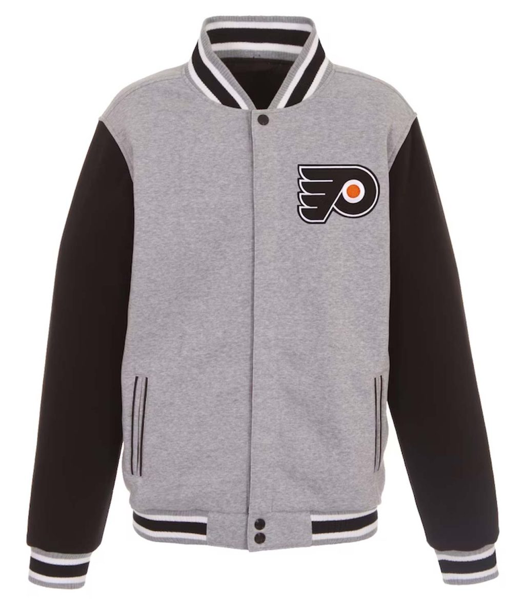 Philadelphia Flyers Gray and Black Varsity Wool Jacket