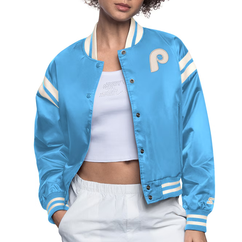 Philadelphia Phillies Light Blue/White Full Count Satin Jacket