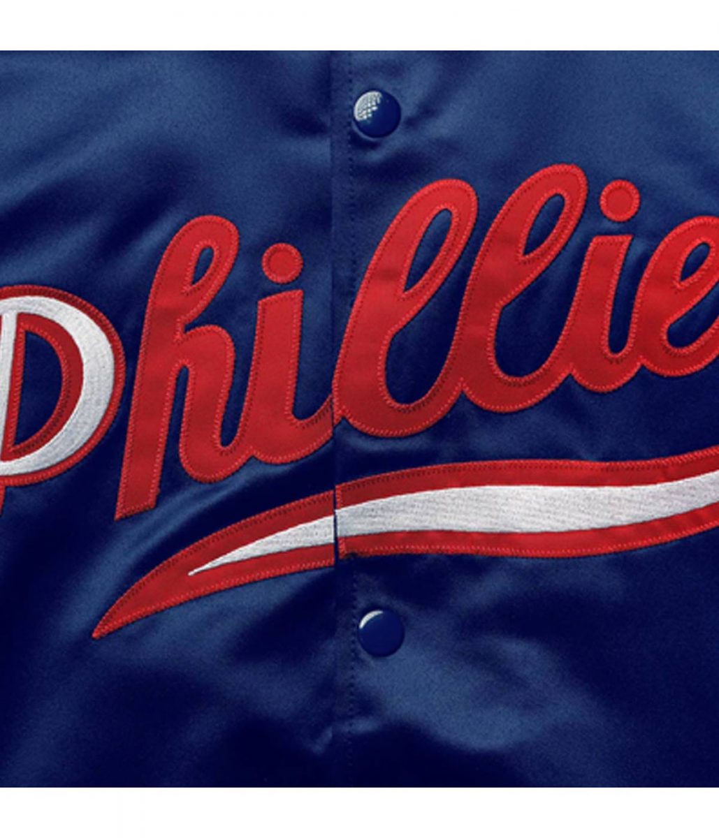 Philadelphia Phillies Navy Blue Satin Jacket - Image 4