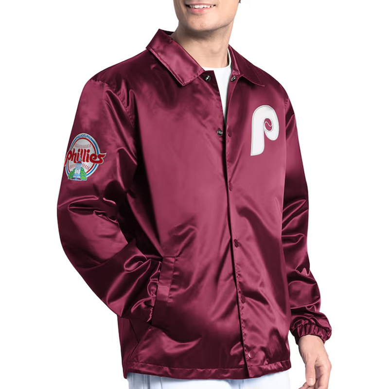 Philadelphia Phillies Point Man Coaches Burgundy Jacket