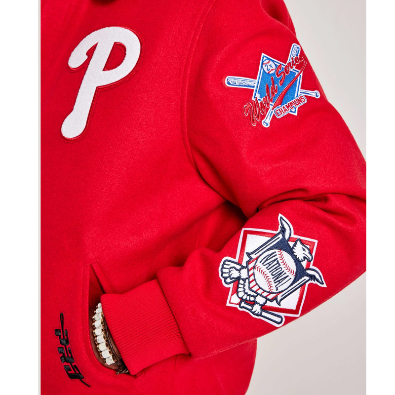 Philadelphia Phillies World Series Red Varsity Wool Jacket - Image 5