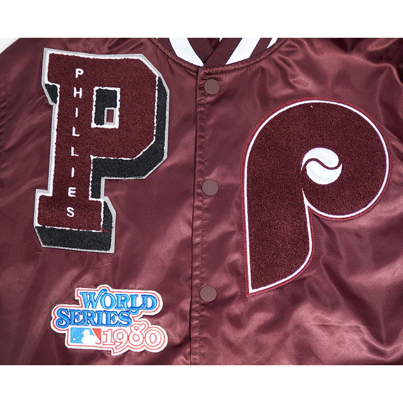 Philadelphia Phillies Retro Mashup Classic Rib Satin Jacket - Image 6